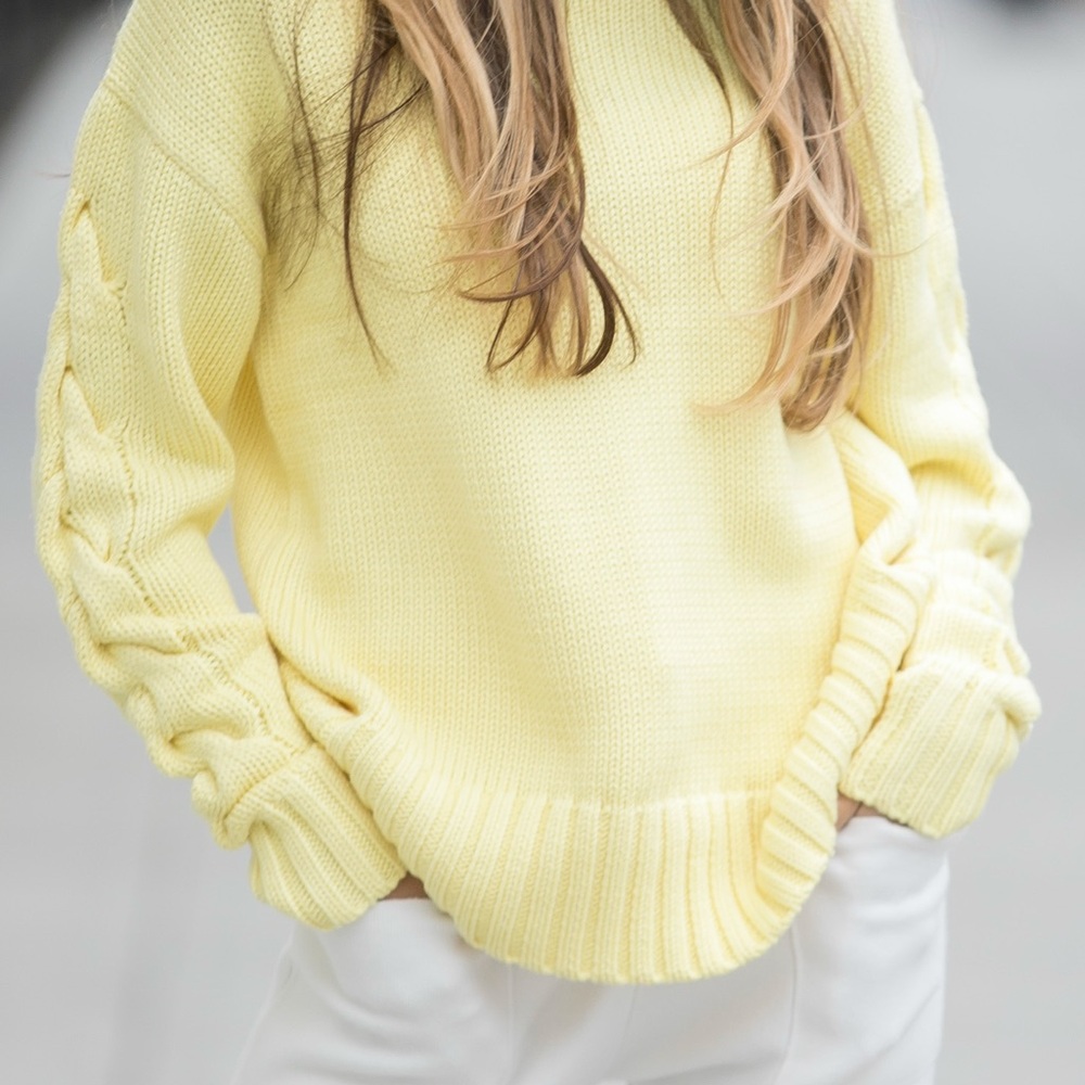 2nd Day Yellow cable sweater